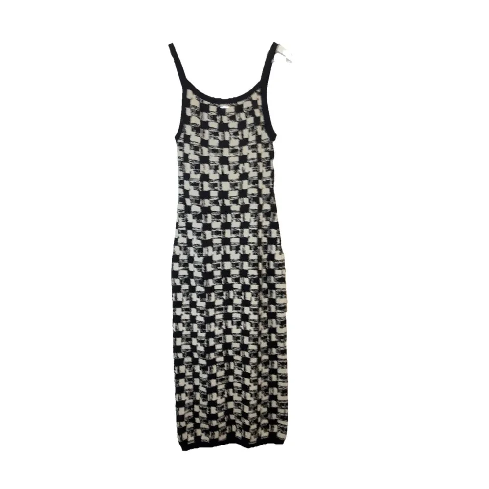 NEW Cleobella Payton Midi Dress Biarritz Black/Ivory Check Knit Sleeveless Small